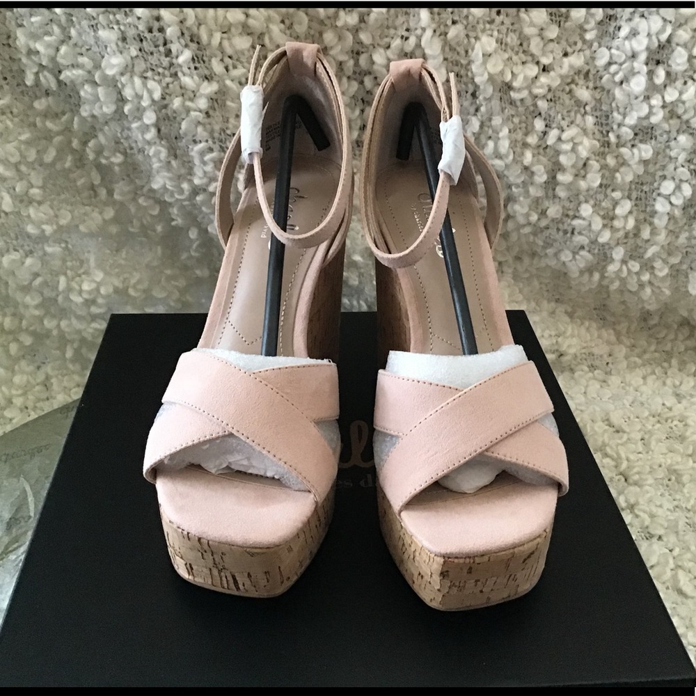 Brand new blush suede wedges